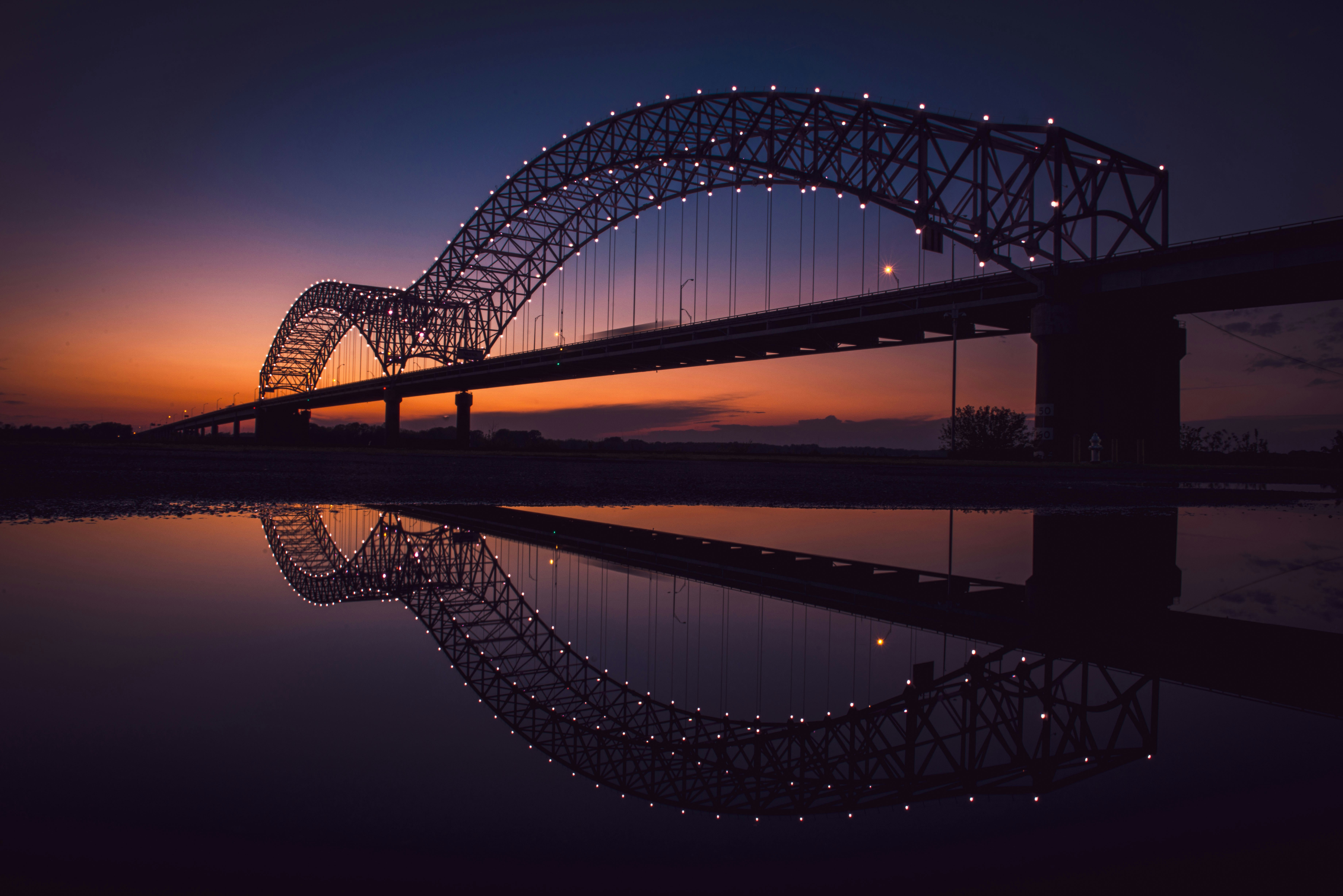 Memphis bridge at sunset